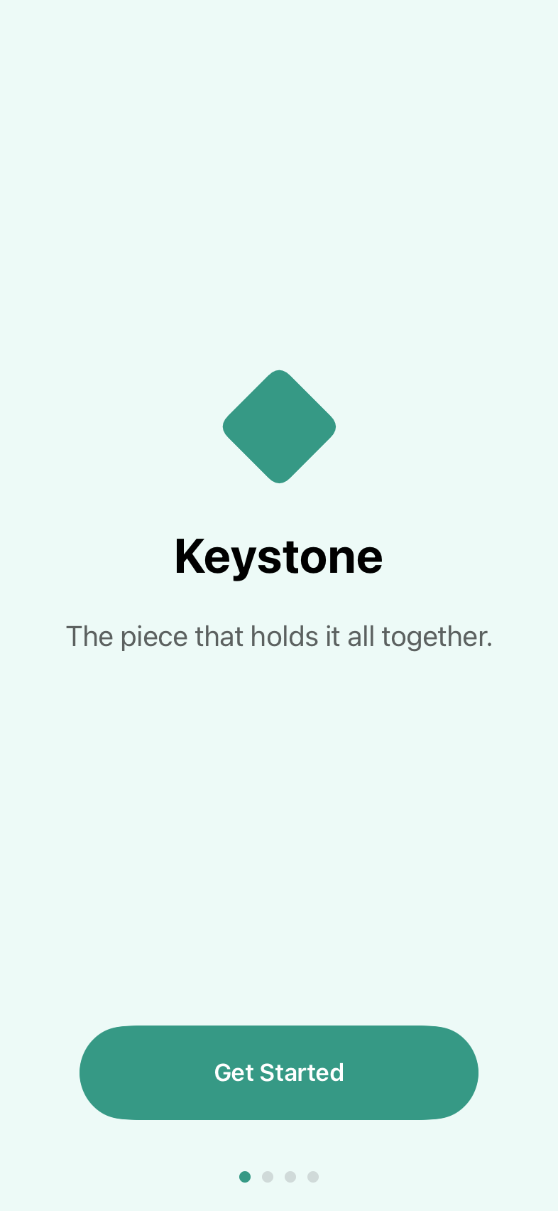 Keystone onboarding welcome screen